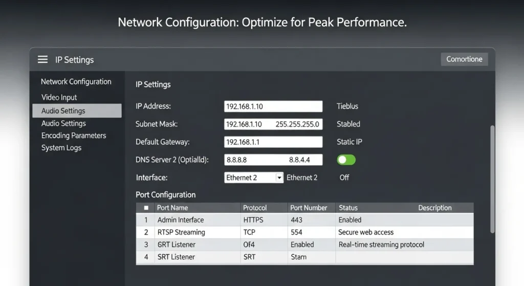 Configure Network IP Settings IPTV encoder