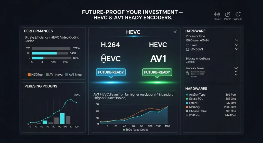 No Future-Ready Support for Emerging Formats (HEVC, AV1) IPTV Encoder.